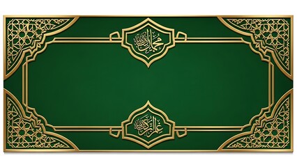 Elegant green and gold decorative frame design for background or display