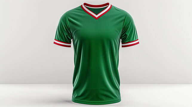 Green Mexican Soccer Jersey Mockup Isolated on White Background
