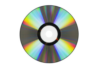Compact disc with rainbow colors isolated on transparent background