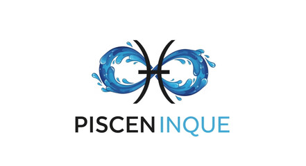 Fototapeta premium Pisces Zodiac Symbol with Water Waves.