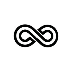 Obraz premium Minimalist black infinity symbol on white background, representing eternity, endlessness, and limitless possibilities