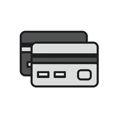 Generic credit cards icon for online payment, e-commerce, banking, and financial transactions. Flat design vector symbol.