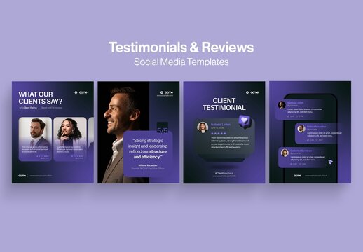 Client Testimonial Social Media Templates for Reviews & Feedback Posts