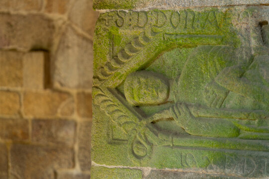 Details of the Benedictine Monastery of Santa Cristina de Ribas de Sil in Parada del Sil, Ribeira Sacra, Ourense, Galicia, Spain, Europe