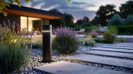 Elegant modern outdoor garden lighting creating a serene atmosphere for evening gatherings and relaxation in nature.