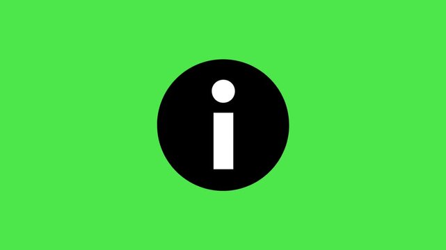 Animated Information Icon Circle on Green Screen Chroma Key Background