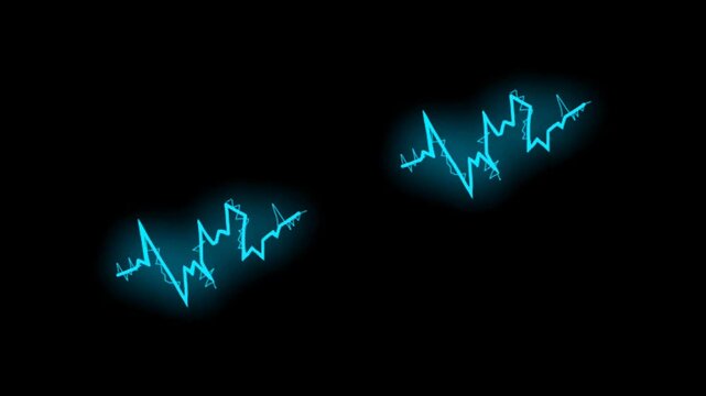 Glowing neon waveform animation on dark background audio signal music sound frequency concept loopable video