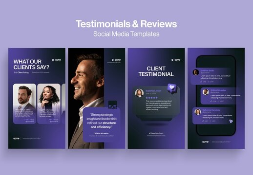 Client Testimonial Social Media Templates for Reviews & Feedback Posts