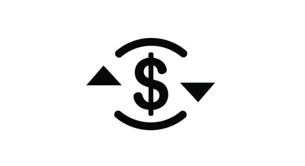 Obraz premium Black icon depicting a circular arrow and a dollar sign