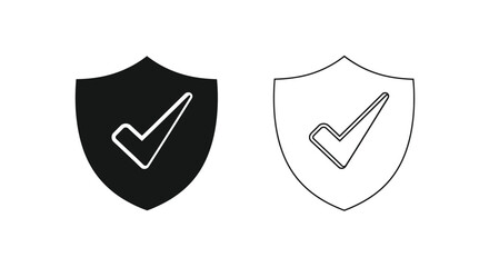 Black and white shield icons with checkmarks representing security and validation