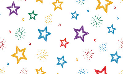 Obraz premium Colorful star and firework pattern on white background