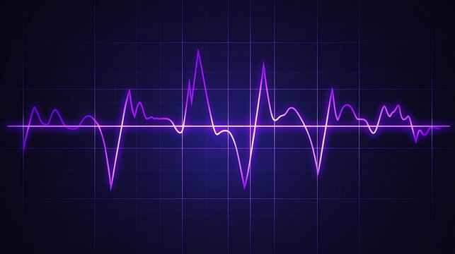 Medical purple heart rate ecg monitor graph waveform signal image