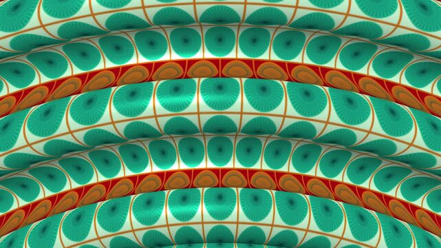 Colorful geometric pattern with circular and leaf shapes