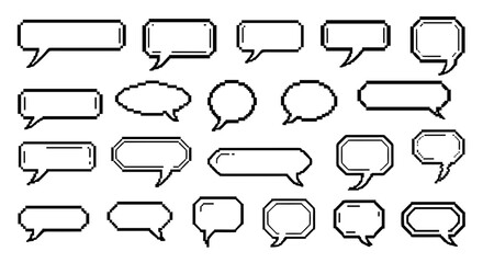 Fototapeta premium A collection of black and white speech bubbles in various shapes and sizes for use in graphic design and digital communication