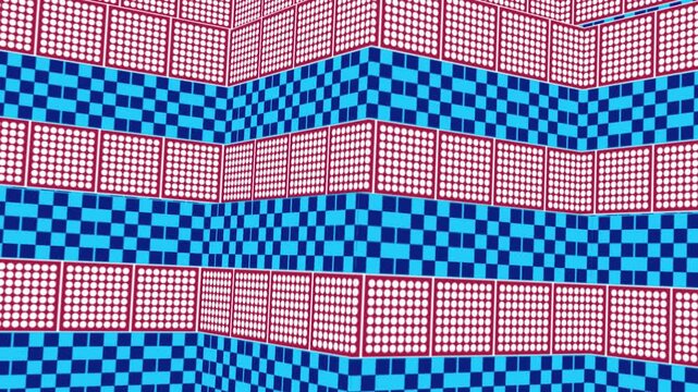Geometric Pattern With Blue White And Red Squares abstract
