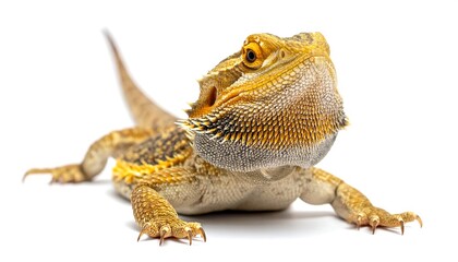 Obraz premium A close-up of a reptile with a tan and yellow scaly body