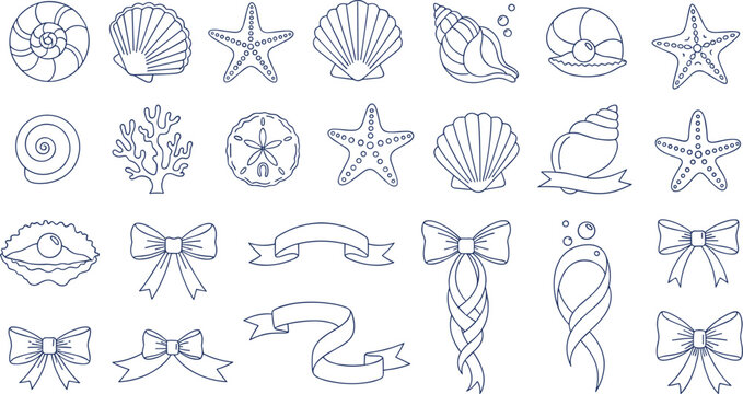 Collection of various sea creatures and objects