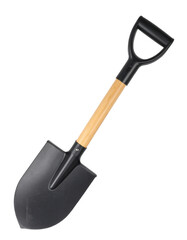 Shovel tool with wooden handle and metal blade