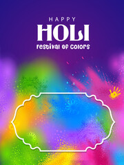 Obraz premium Colorful splash for Happy Holi background card design for color festival of India celebration greetings for promotion and advertisement banner