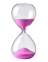 Hourglass with pink sand measuring time passing