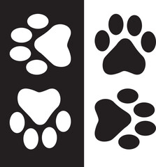 Fototapeta premium Paw Prints. Cute pets and Dogs pets paw print isolated on white background. Animal paw prints.