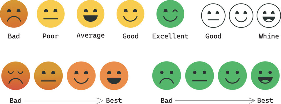 Emotional faces rating scale with smiley faces