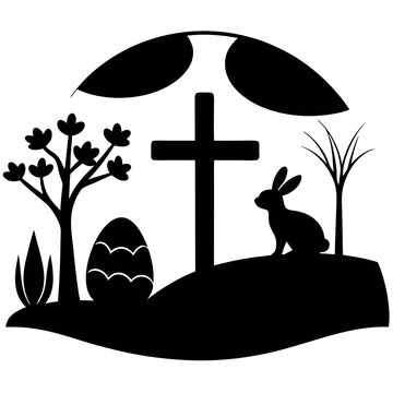 A easter Sunday silhouette vector style on white background.