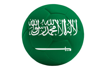 Balón de futbol con la bandera de Arabia Saudí © celedonio