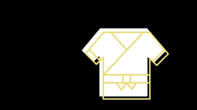 Minimal traditional clothing outfit icon animation on black background cultural apparel concept clean outline smooth loop