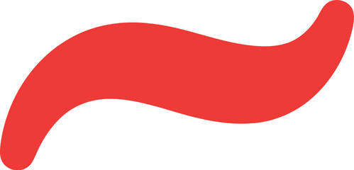 Red abstract wavy shape isolated on white background for modern graphic design and branding