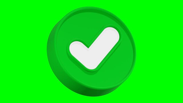 checklist icon 3d render green circle button