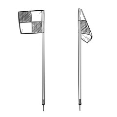 soccer football corner flag vector line art hand drawn illustration © FazaelSky.id