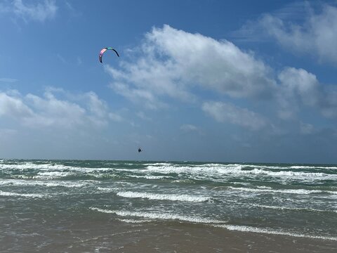 kite surfing in the sea
