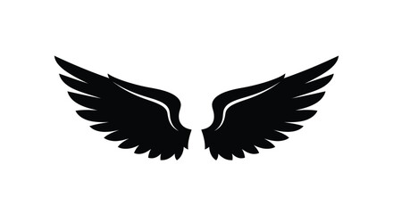 Obraz premium Dramatic black wings spread upwards a striking graphic silhouette