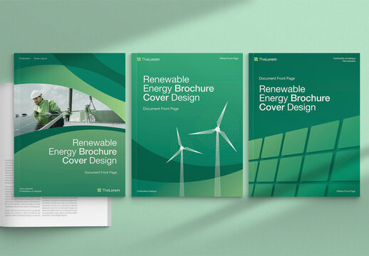 Renewable Energy Brochure Cover Template for Green Power & Eco Reports