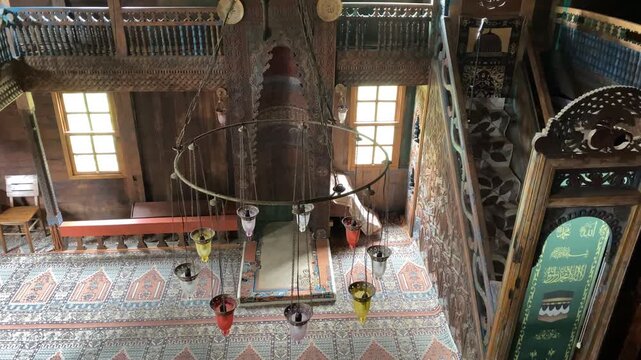 Duzkoy Mosque, located in Artvin, Turkey, was built in 1850. It is made entirely of wood.