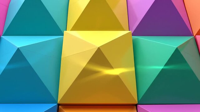Abstract geometric pattern featuring colorful three-dimensional shapes, creating a vibrant background.