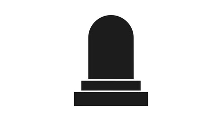 Simple black silhouette of a tombstone or gravestone with a stepped base