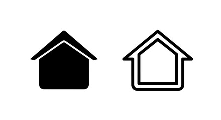 Simple vector icons of a solid house and an outline house. Clean, minimalist graphics for home and real estate concepts.