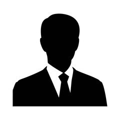 Stock vector silhouette of professional businessman in suit and tie for user profile avatar image