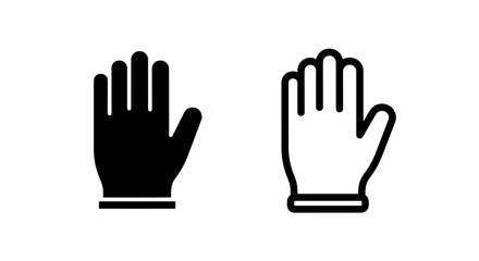 Fototapeta premium Protective Hand Glove Icon in Solid and Outline Versions for Safety and Hygiene