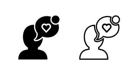 Fototapeta premium Human Profile Icon with Love Heart in Speech Bubble for Empathy and Social Media Like