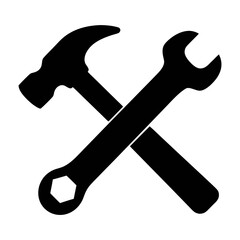 Hammer and wrench vector image for construction repair and diy projects black and white tools