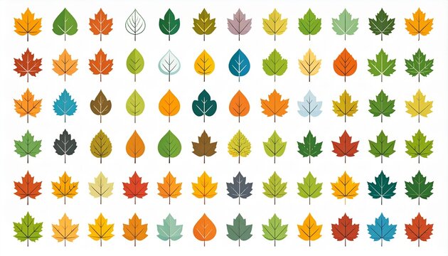 Colorful autumn leaves collection set isolated on white background seasonal foliage