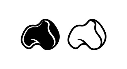 Abstract Organic Fluid Shape Icon Symbol in Black and White Outline