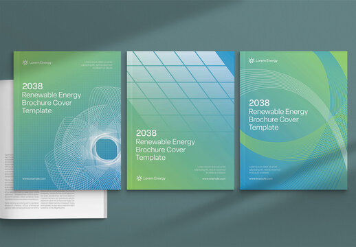 Renewable Energy Brochure Cover Template for Environmental, Sustainability & Eco-Friendly Reports