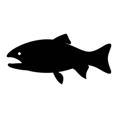 Obraz premium Black silhouette of a fish vector illustration aquatic animal fishing icon sea life graphic design