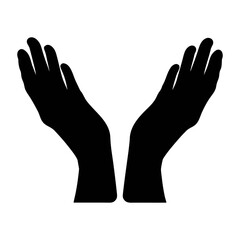 Obraz premium Two hands reaching up graphic vector illustration for design and creative projects black silhouette art