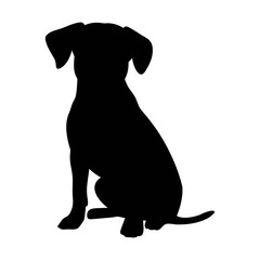 Black dog silhouette vector graphic illustration for pet lovers and animal design projects, dog art