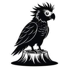 Obraz premium monochromatic lorikeet silhouette on stump silhouette line art vector illustration with a white background